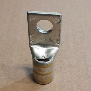 Copper One-Hole Lug, 4/0 Weld, 3/8"Bolt Size, Die Code 62, Color Code Yellow