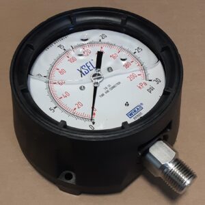 GAUGE,  4.5"  30 psi 2nd scale kPa  1/2 NPT lower mount