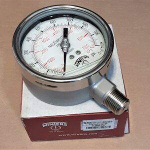 GAUGE, 1000 PSI 4" FACE 1/2" BTM